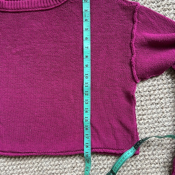 Free People We The Free Inside Out Knit Pullover Sweater Magenta Strut - Picture 7 of 10
